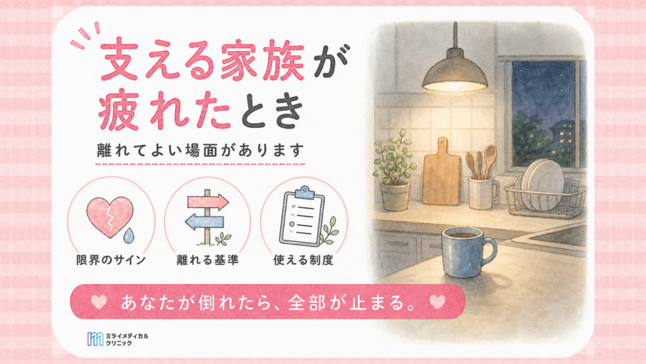 家族が精神疾患で疲れたときに離れてよい場面と、使える相談先