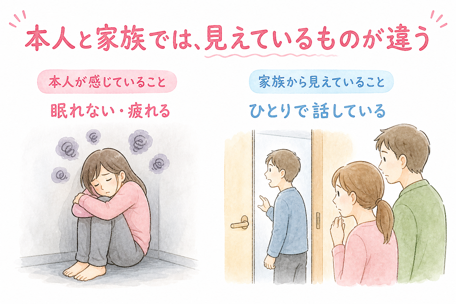 統合失調症で本人が気づく症状と家族が気づく症状の違い