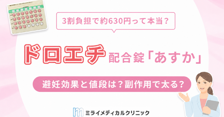 ドロエチ配合錠「あすか」の避妊効果と値段は？副作用で太る？3割負担で約630円って本当？